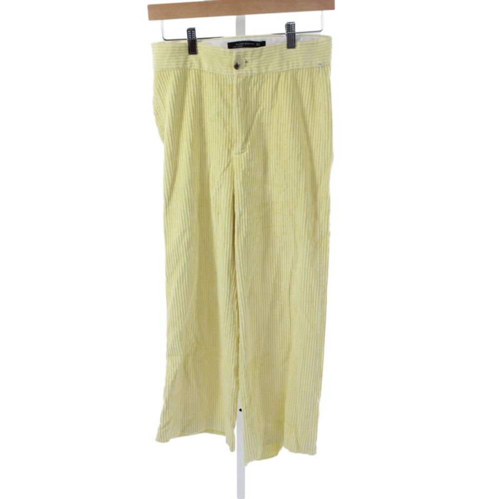 Zara Womens Cropped Yellow Cotton Button Solid 70s Pants Size XS